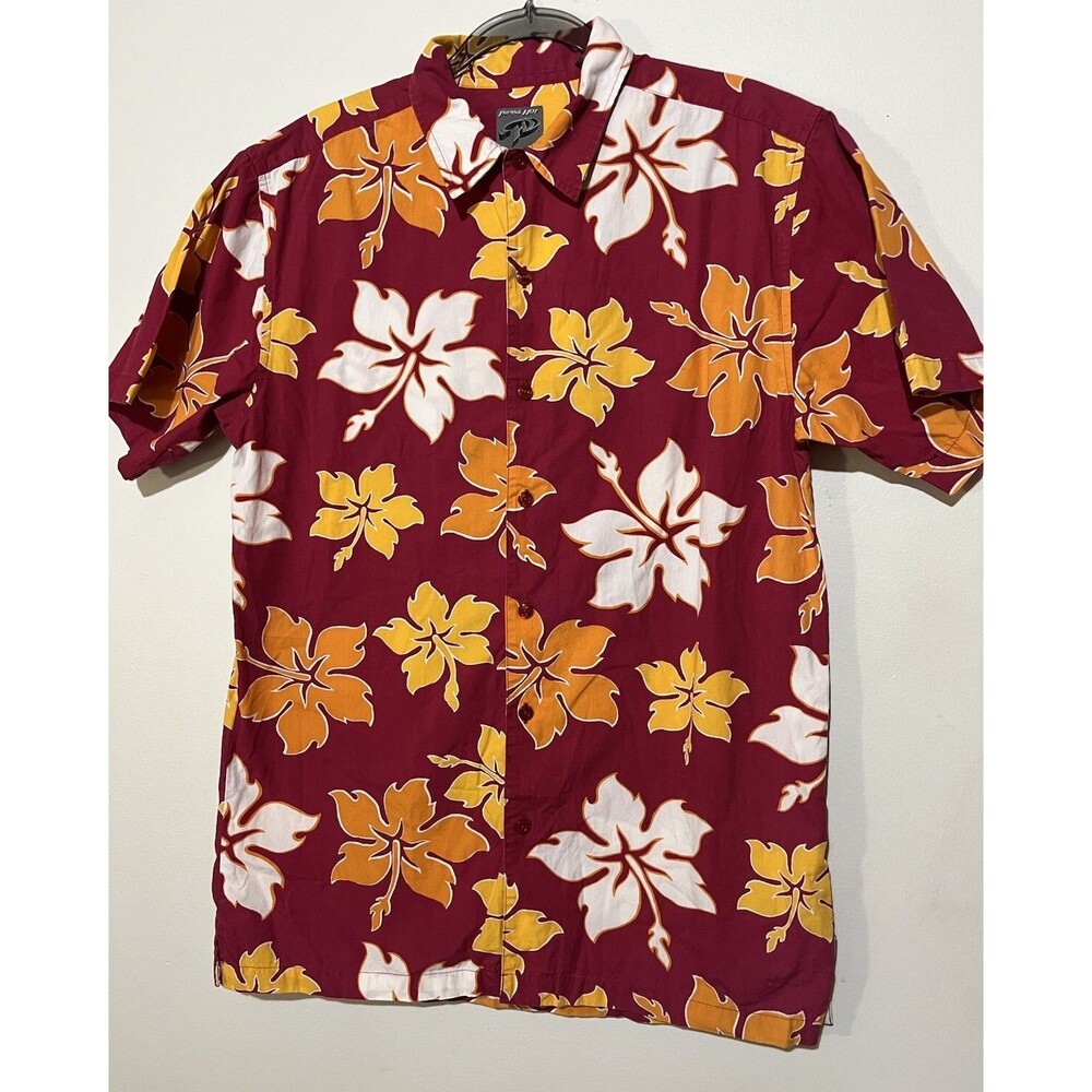 Piping Hot Australia Red Yellow Hawaiian Button-Up Short Sleeve Size XL Vintage